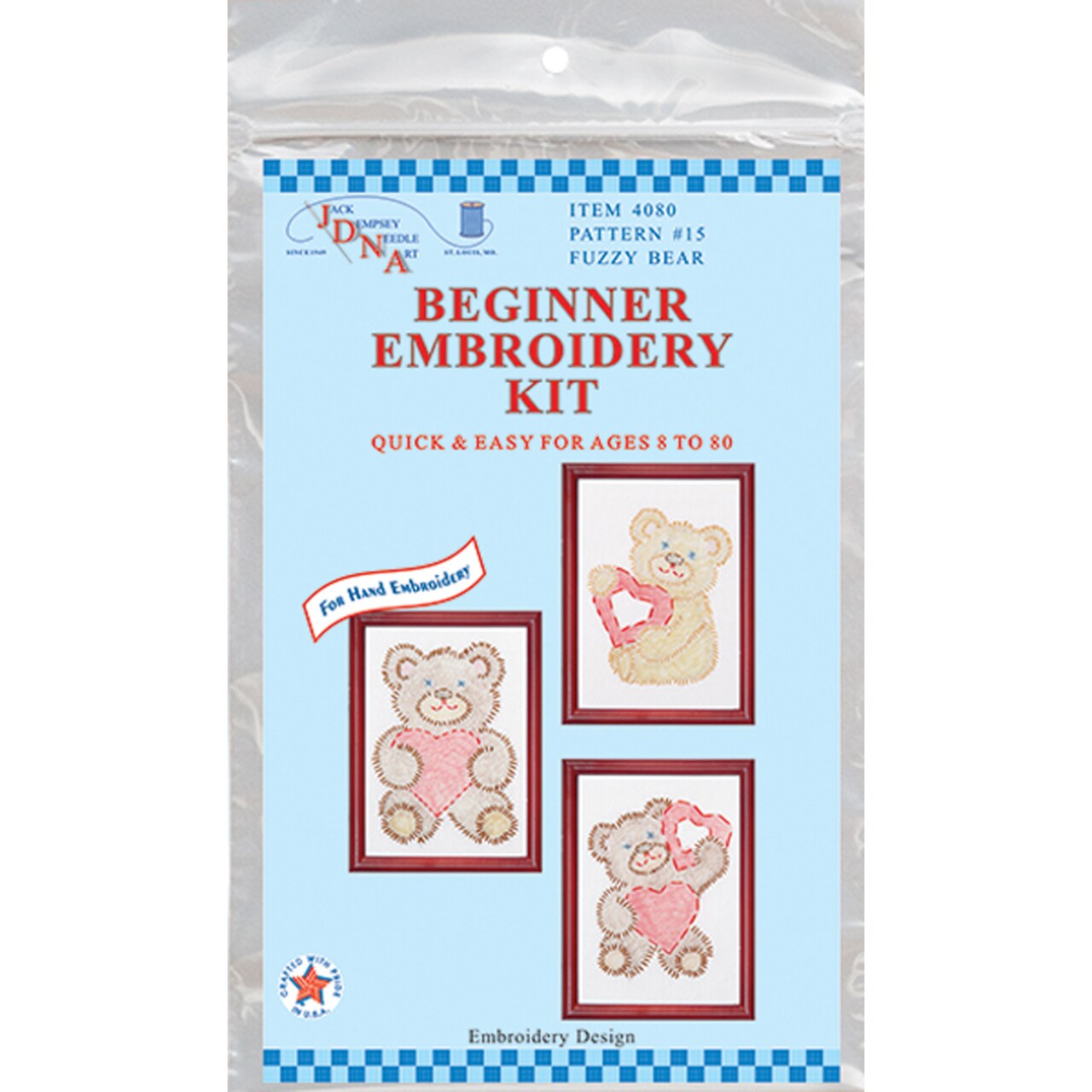 Jack Dempsey Stamped Embroidery Kit Samplers 6"X8" 3/Pkg-Fuzzy Bears